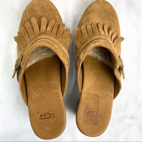 UGG Suede Mule Clogs with Fringe Buckle - Picture 5 of 6